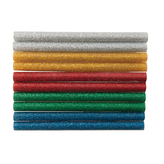 Glitter Glue Sticks 10pk For Mini Glue Gun, 7.2mm x 100mm. - 432183