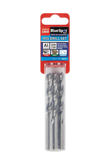 6mm HSS Drill Bits. 10 Drill Bits Per Pack.