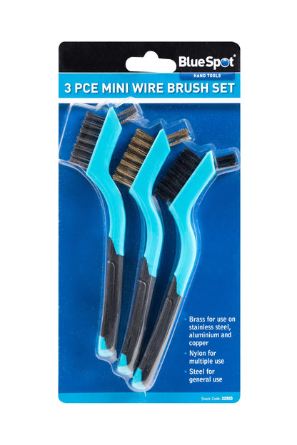 3 PCE Mini Wire Brush Set, Brass, Nylon & Steel.
