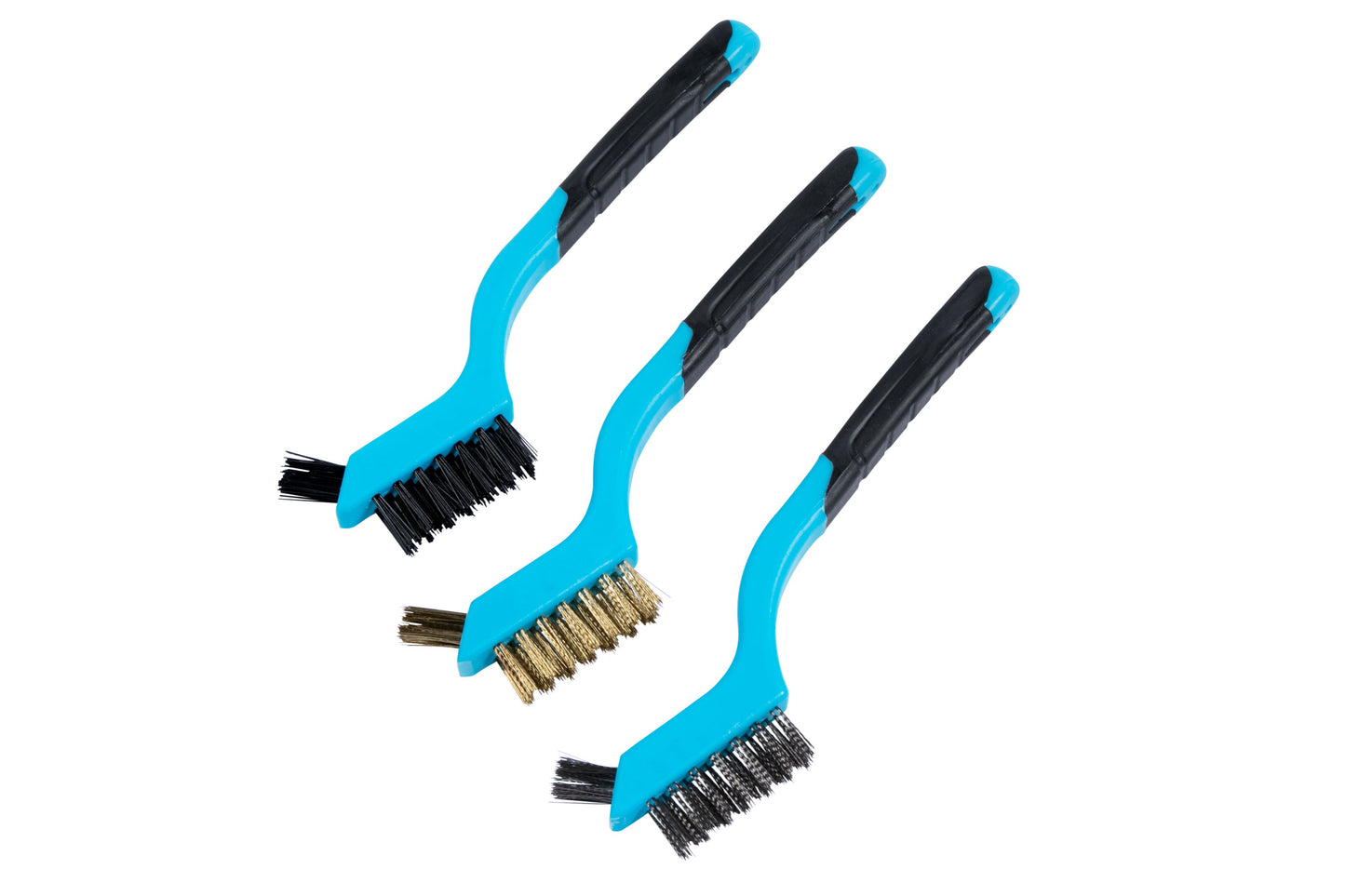 3 PCE Mini Wire Brush Set, Brass, Nylon & Steel.