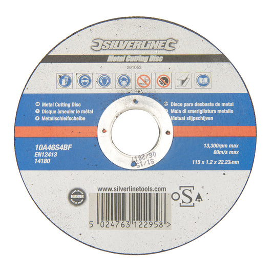 5 X Heavy Duty Metal Cutting Disc OSA Accredited Flat. 115 x 1 x 22.23mm -261053