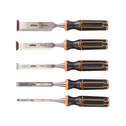 Expert Quality Wood Chisel Set 5pce 6mm, 12mm, 19mm, 25mm, 32mm - 823149