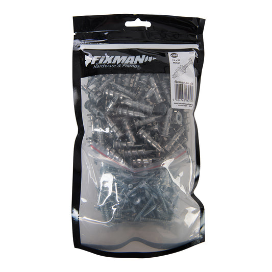 Plasterboard Wall & Ceiling Self Drill Fixings, Metal 100pk with Screws - 825735
