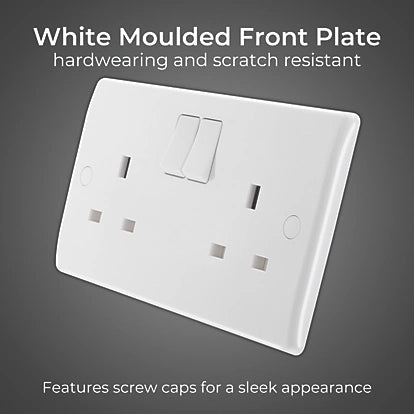 British General 800 Series 13A 2-Gang DP Switched Socket White