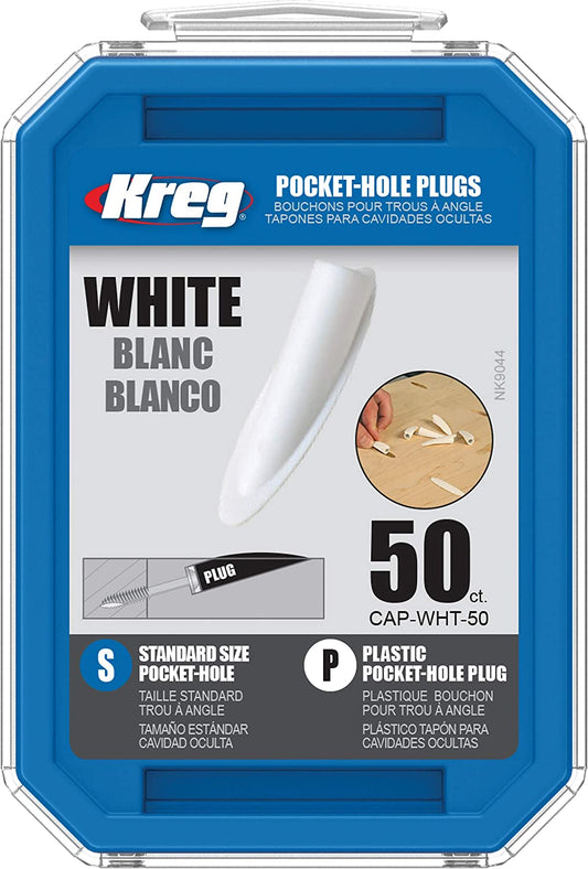 Kreg Pocket Hole White Plastic Plugs. , Pk Of 50 - CAP-WHT-50