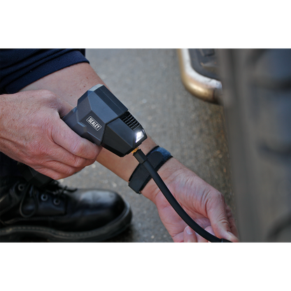Expansion Vessel Pump. Compact Rechargeable Tyre Inflator & Power Bank with Worklight.