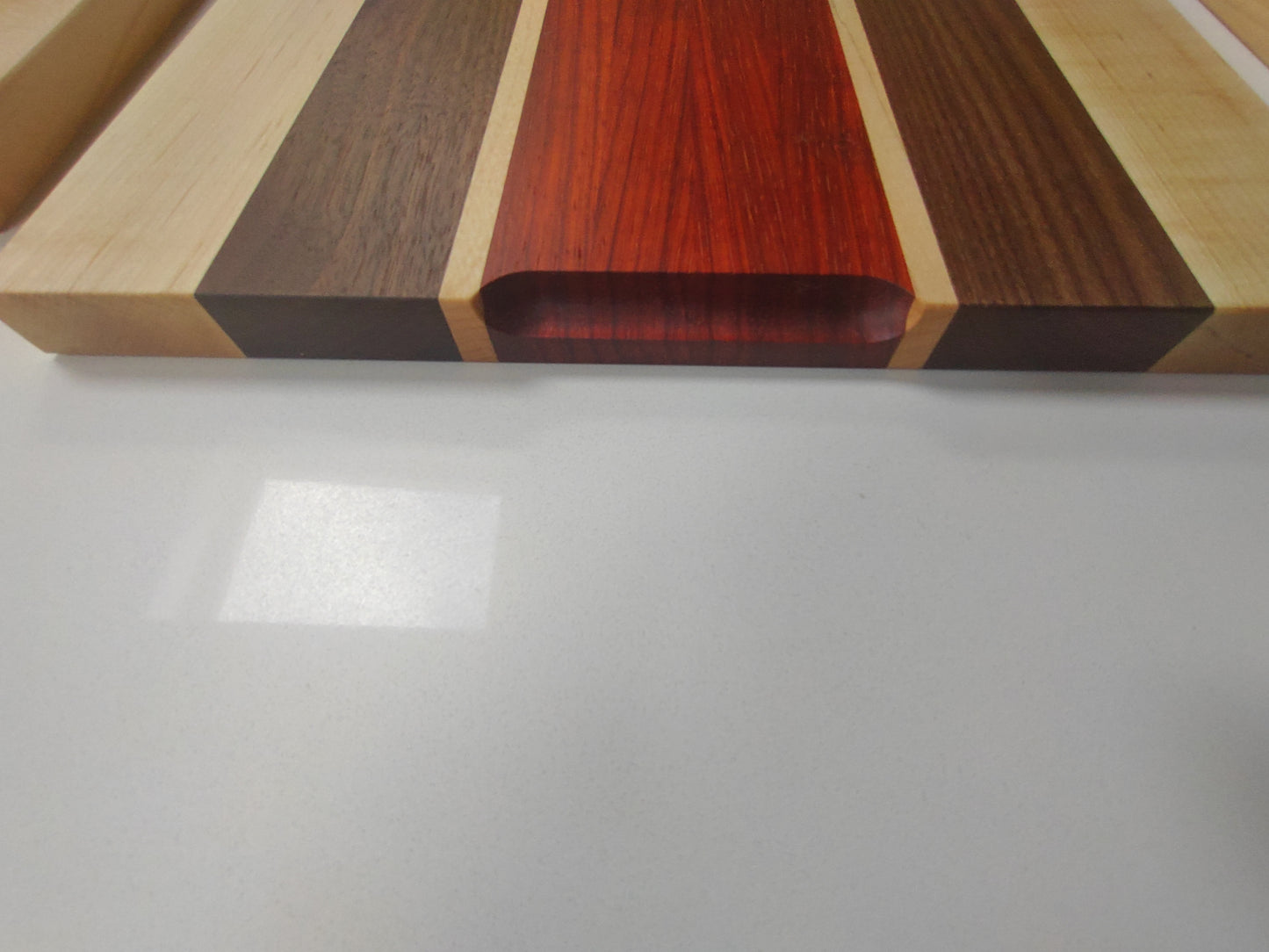 Handmade Chopping Boards in Exotic Hardwoods. Pre-Finished. Center Red