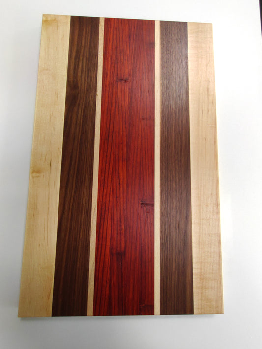 Handmade Chopping Boards in Exotic Hardwoods. Pre-Finished. Center Red
