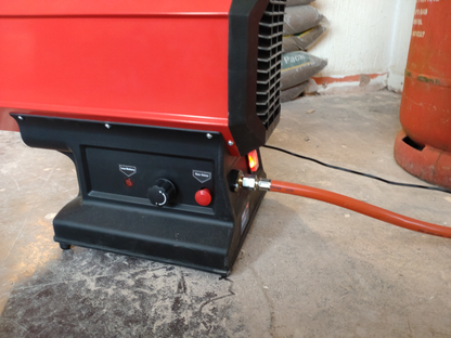 Space Heater Warmer Cordless Option Propane Heater 30,000-68,000Btu/hr (9-20kW) 230V in use.