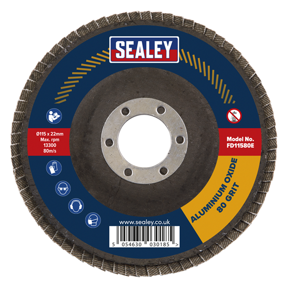 115mm Aluminium Oxide Flap Disc 80 Grit 22mm Bore