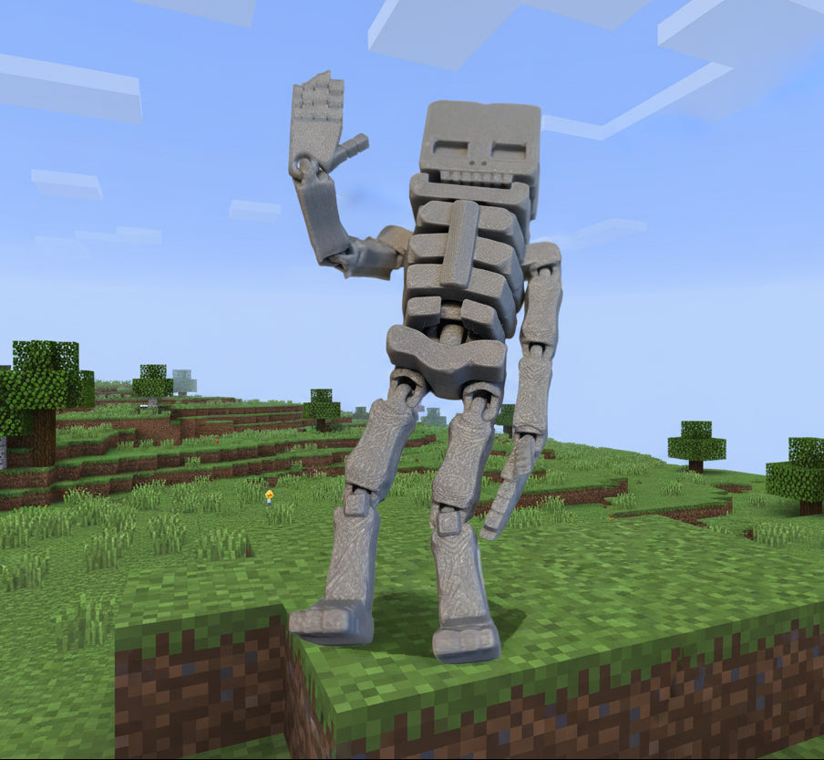 Gray skeleton model on a white surface