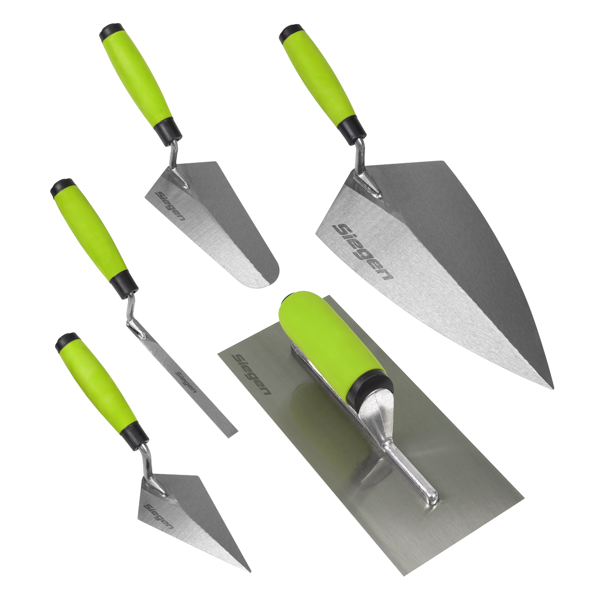 Siegen Soft Grip Bricklaying, &nbsp;Plastering &amp; Pointing Trowel Set 5 Piece. - S01300