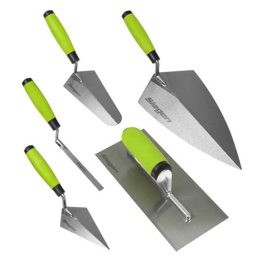 Siegen Soft Grip Bricklaying, &nbsp;Plastering &amp; Pointing Trowel Set 5 Piece. - S01300